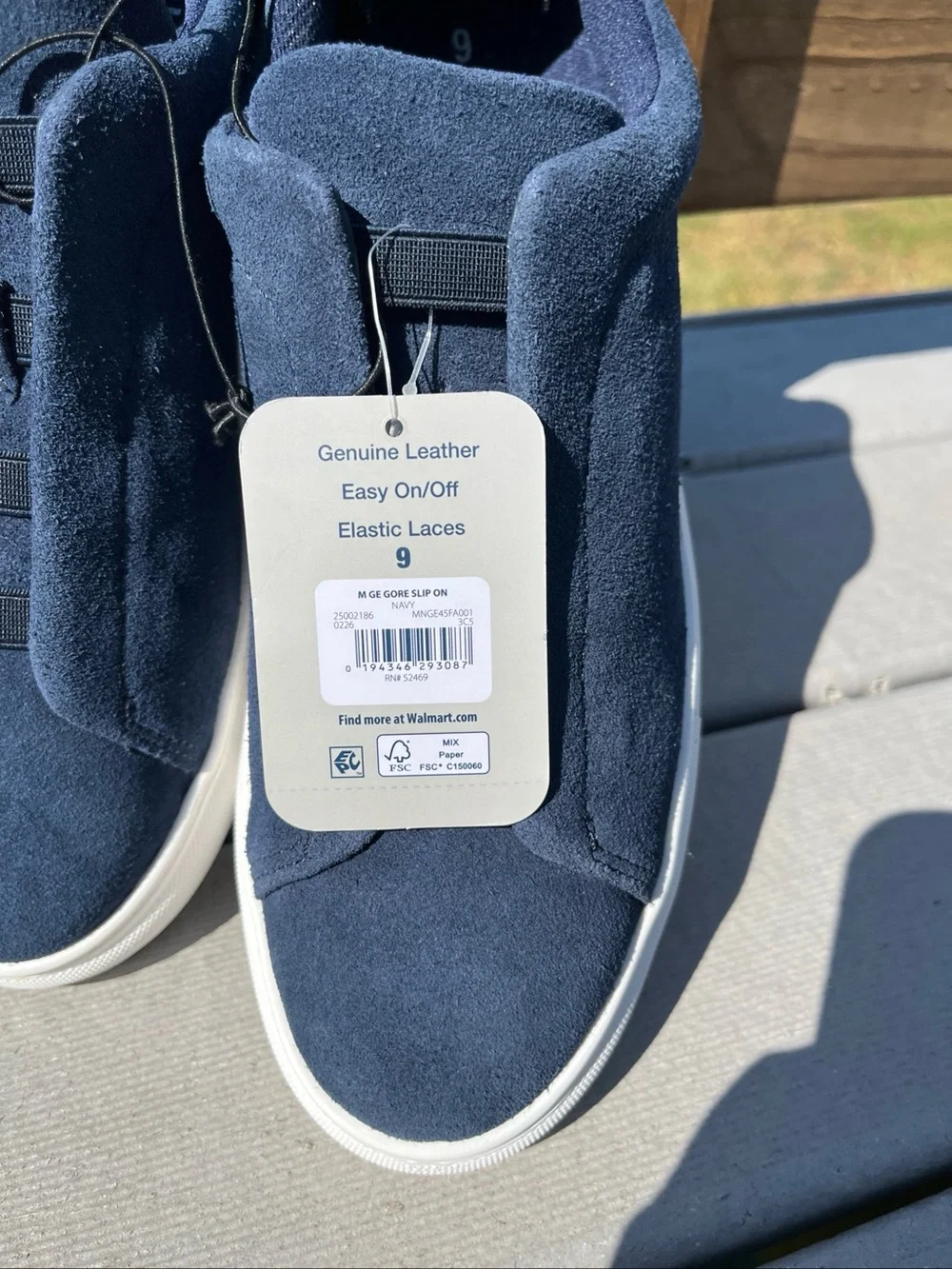 George Men’s Navy Blue Suede-look Slip-on Sneakers Size 9